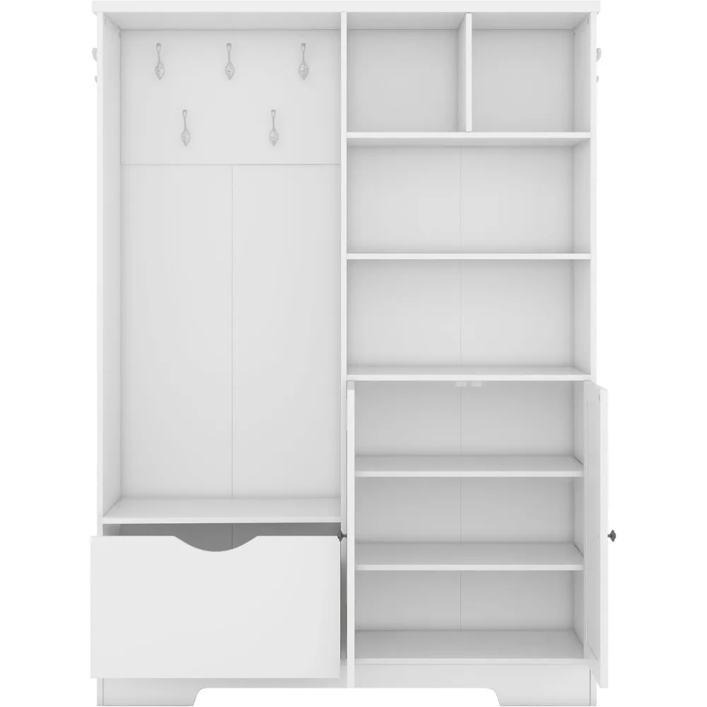 Shoes Rack Living Room Shoe Closet White Multi-Functional Hall Tree With Bench and Shoe Storage Cabinet Shoerack Shoe-shelf Home