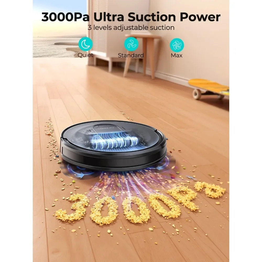 

3000Pa Robot Vacuum Cleaner, Smart Robot Vacuum with Alexa, for Carpets, Hard Floors and Home, Black