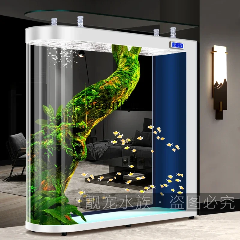 

New household glass fish tank aquarium living room screen partition medium and large ecological automatic filter goldfish tank