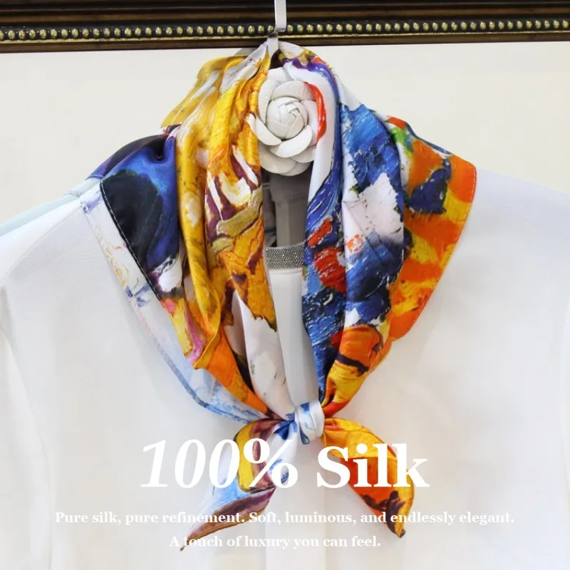 

Summer Luxury Sun Protection Square Scarf Elegant Women 100% Mulberry Silk Scarves Echarpes Bufanda Hijab Shawls Pashmina Poncho