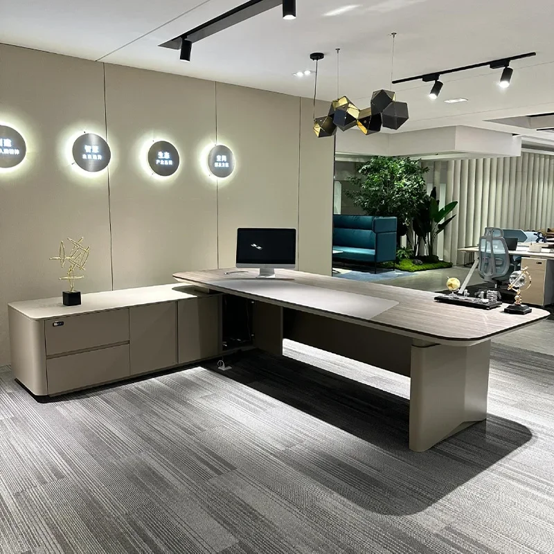 #Modern Minimalist Executive Desk for CEO Office,Luxury Wooden BossDesk with Storage, Office Desk,Commercial Workspace Furniture