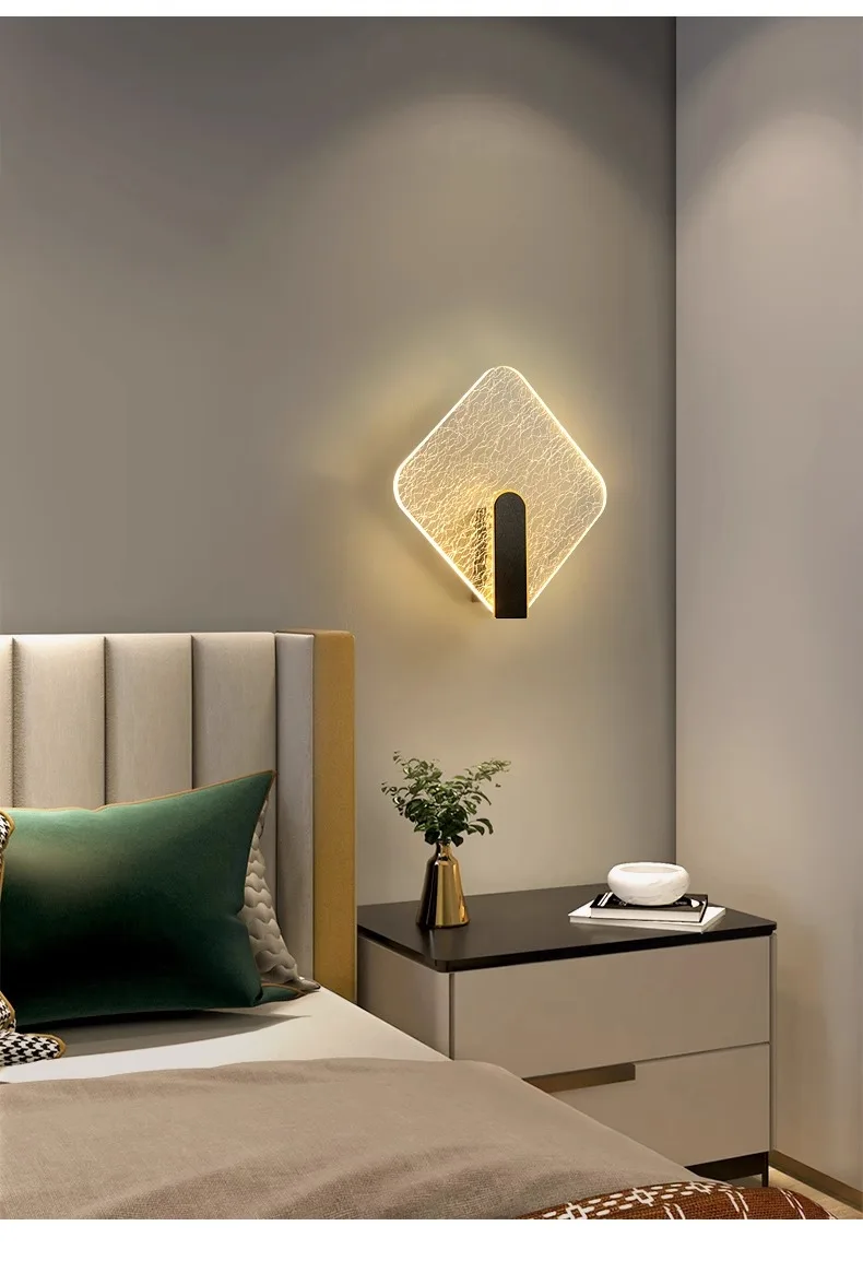 New Light Luxury Acrylic Wall Lamp AC90-260V Staircase Hallway Background Wall Living Room Bedroom Bedside Minimalist Wall Lamp