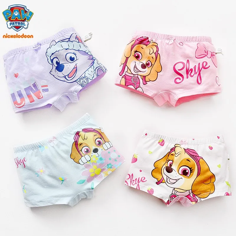 4pcs/set Genuine Paw Patrol Original girls Undepants Skye Everest Cotton Underwear 2-4-6-8-year-old kids Children Birthday gift