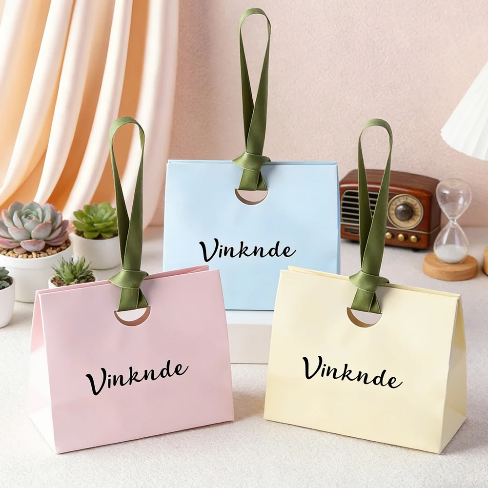 

100Pcs Personalized Logo 15.5x13.5x7.5cm Paper Jewelry Handbag Makeup Cosmetic Shopping Gift Candy Aromatherapy Cookies Pouch