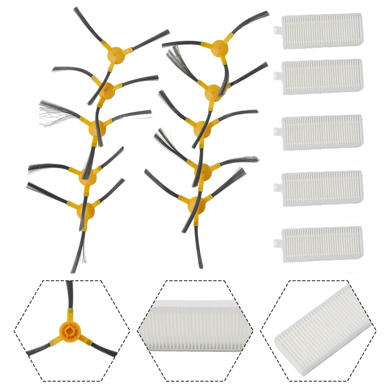 Replacement Side Brushes Filters Set For IKOHS S12 For T550W Robotic Vacuum Cleaner Parts Accessories