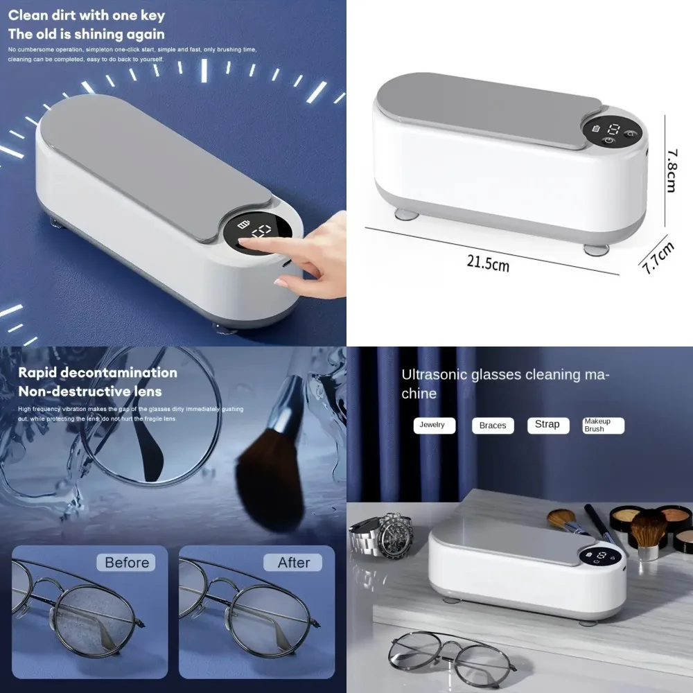 

1шт USB перезаряжаемый многофункциональный очиститель звуковой волны - ° Вращение для очков, часов, ювелирных изделий - дезодорирование, удаление масла, R
