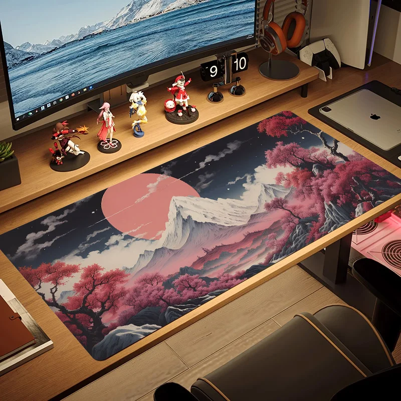 Mouse Pad Minimalist Landscape Desk Pad Deep Scene Print High-end Black Oversized E-sports Office Custom Keyboard accessories
