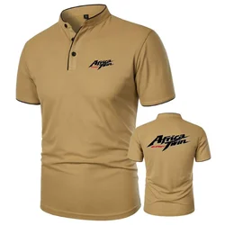 Mens Short Sleeve Polo Shirt Africa Twin Crf Motorcycle Motorbike Tee Vintage Henley Shirt Mesh Cotton T-Shirts Camping Tshirt