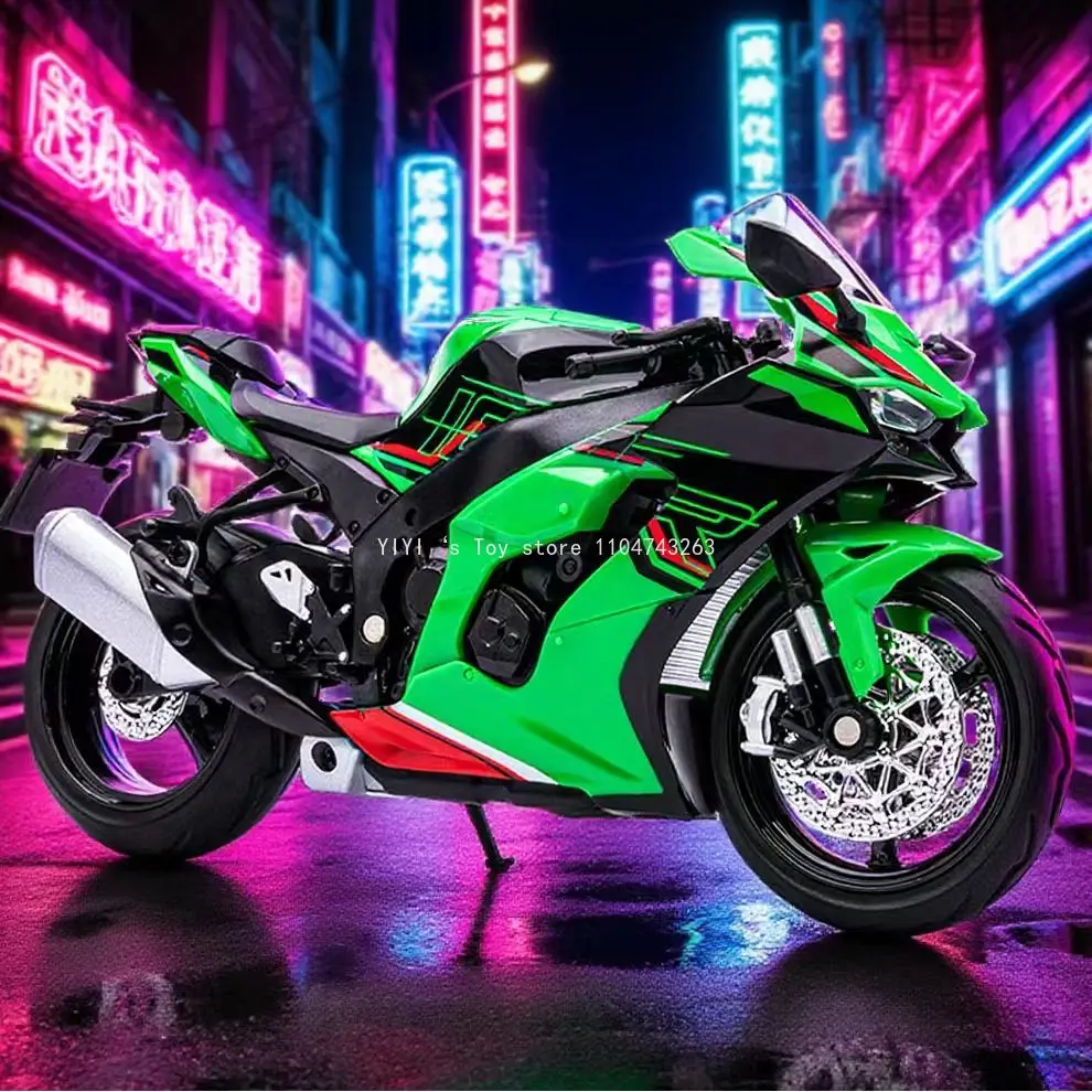 

1:12 Ninja ZX-10R Motorcycles Toy Car Models Metal Diecast Sound Light Shock Absorption Racing Motors Ornament 25A28