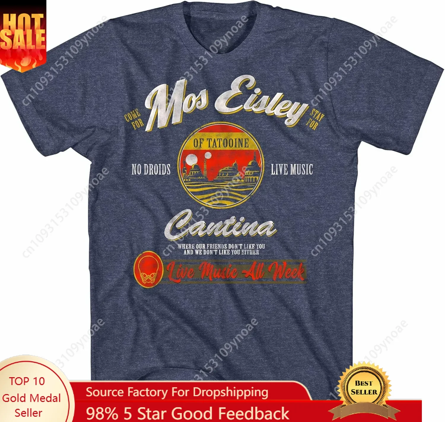 Mos Eisley Cantina Tatooine Live Music All Week Graphic TShirt Man Women Cotton Tee Soft Shirt Breathable Top Short Sleeves