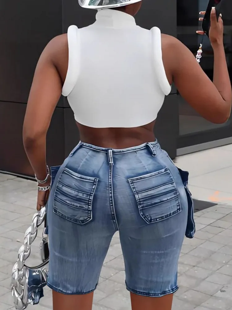 Fashion Denim Women's Cargo Shorts Stretch Golf Active Shorts Work Shorts Outdoor Summer Shorts With Pockets Jeans 2027