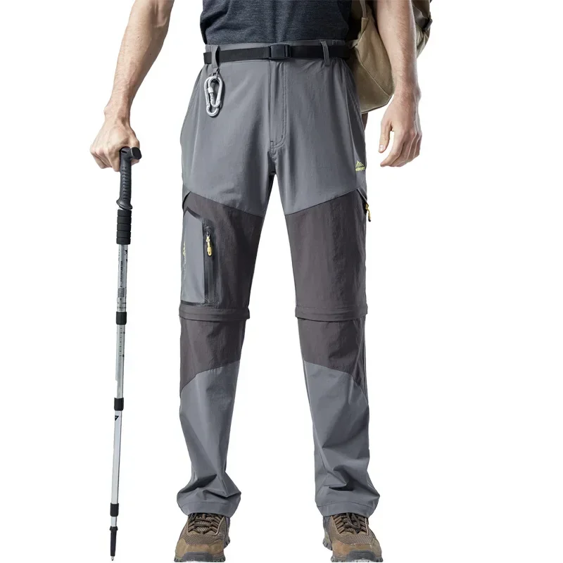 

Spring Summer Men's Large Stretch Mountaineering Quick Drying Pants Multiple Pockets Detachable Split Cargo Pants Men US Size2XL