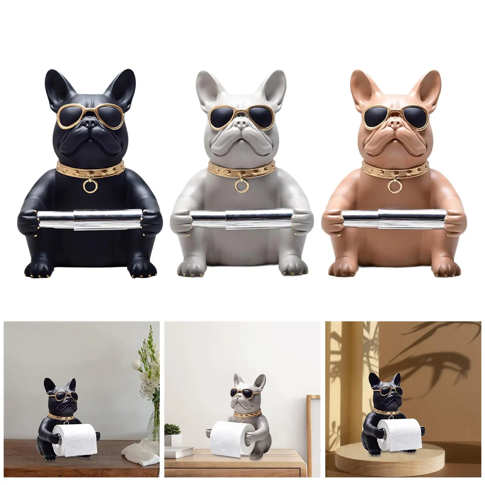 

Dog Statue Desktop Ornament Creative European Style Toilet Paper Holder for Restaurant Bathroom Storage Home Dining Table Toilet