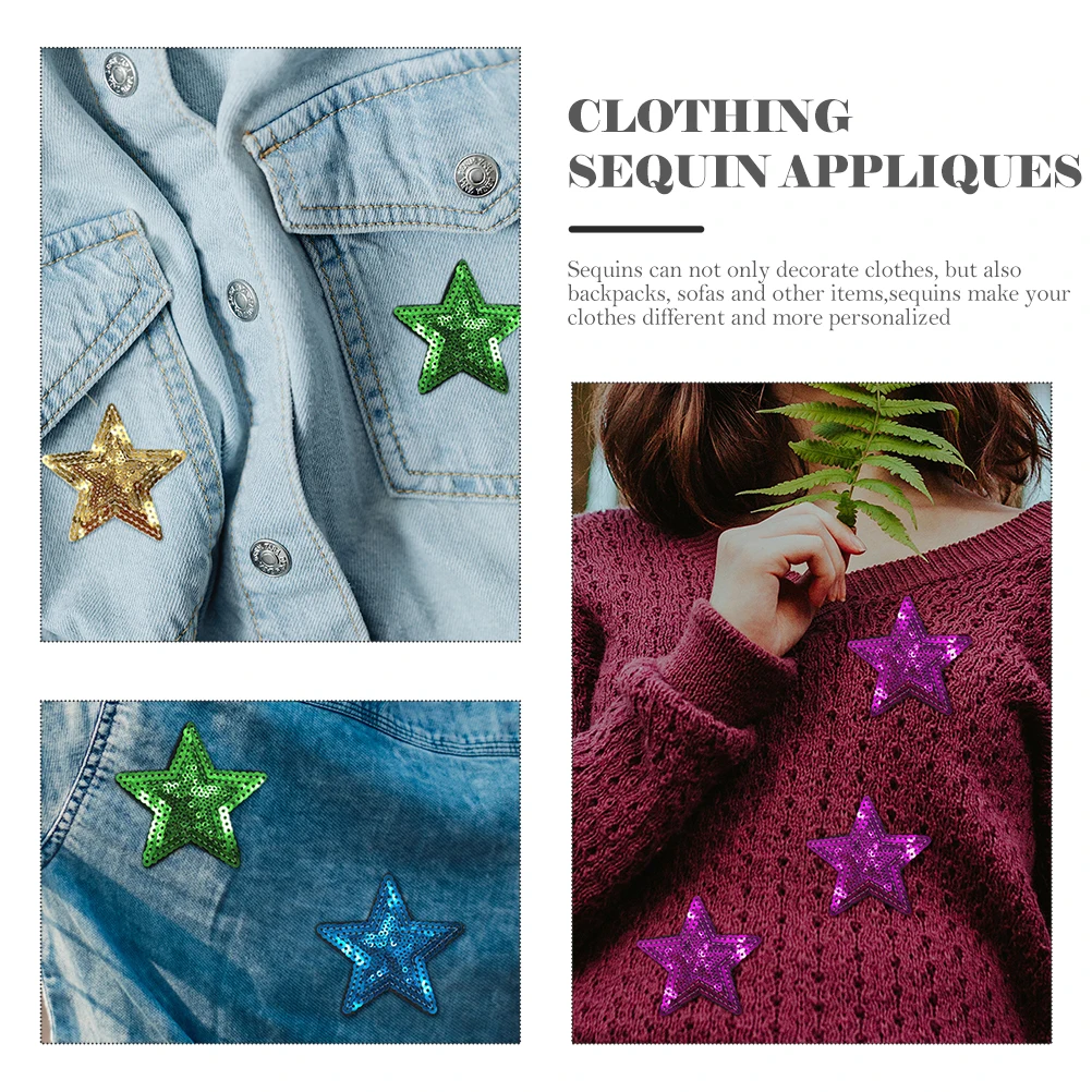 

14pcs Bright Star Patches Lifelike Sequin Appliques For Clothes Shoes Diy Garment Decorative Repairing Handicraft