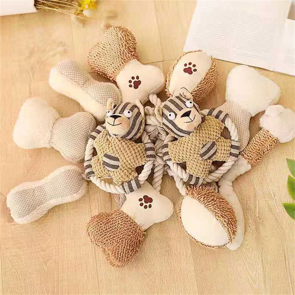 Plush Voice Puppet Bite-resistant Rope Knot Training Durable Dog Toys Molar Teeth Cleaner Prevent Tearing Molar Teeth Plush Toy