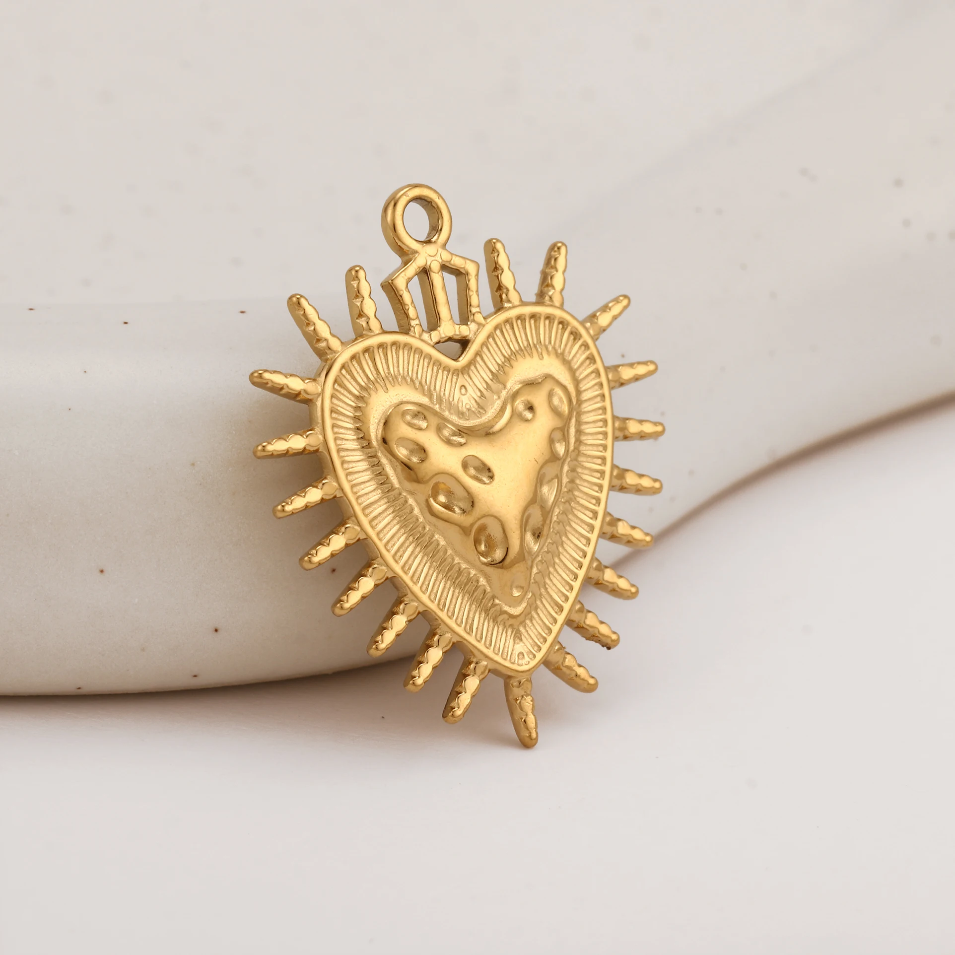 3pcs Exquisite Love Heart Crown Charms Stainless Steel Valentines Love Dangles Pendants Necklaces Jewelry Gifts Making Findings
