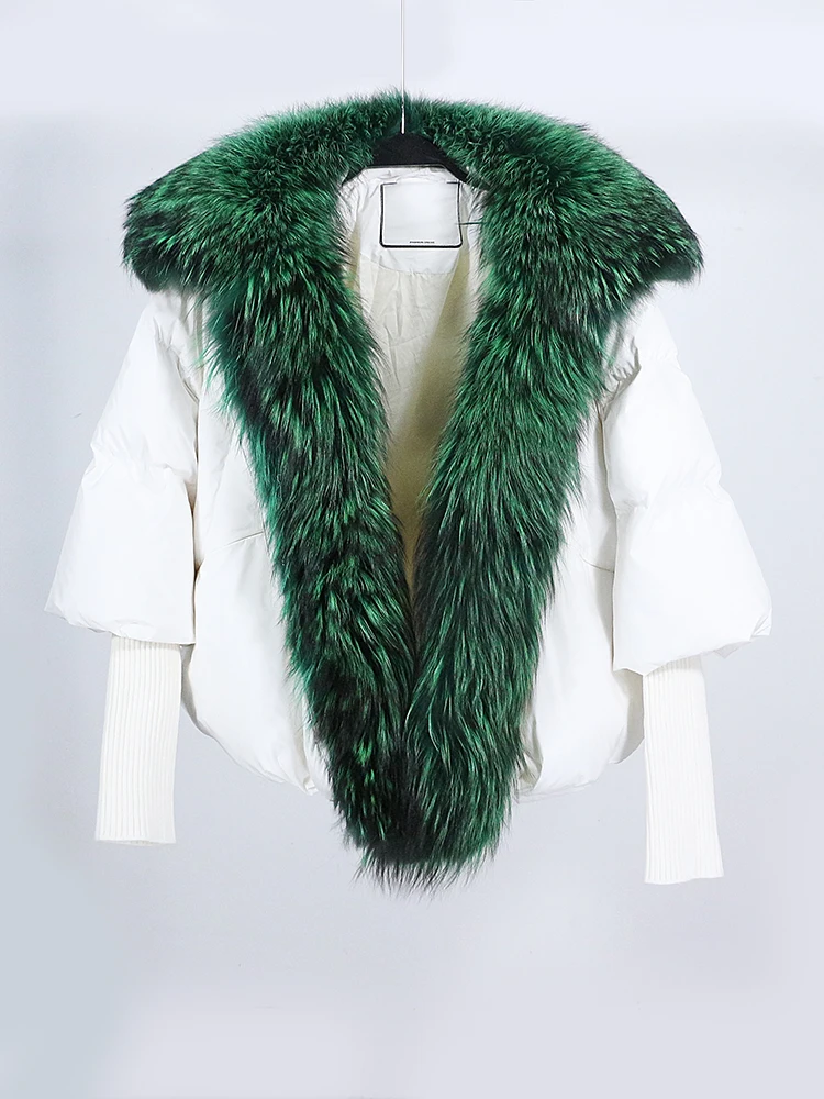 OFTBUY New White Duck Down Jacket Winter Women Warm Loose Coat Natural Real Fox Fur Collar Thick Luxury Outerwear New Fashion