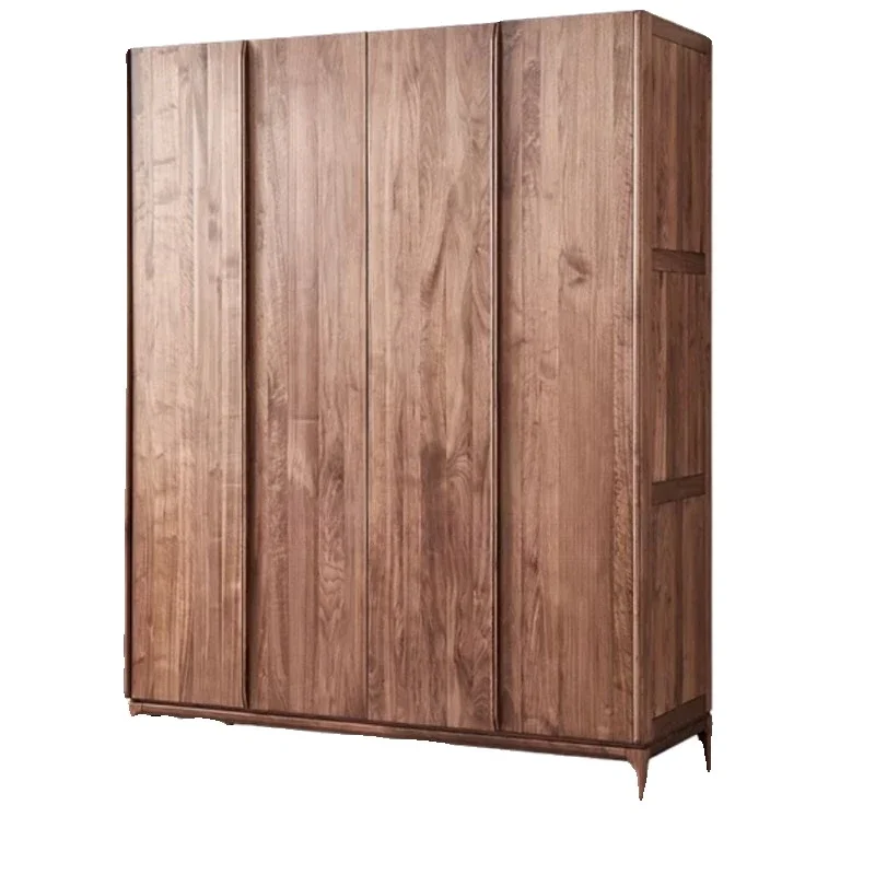 Walnut Solid Wood 4 Door 3 Door Mas ter Bedro om Mini malist Modern Nordic Fu rniture Large Ward robe Ward robe Closet