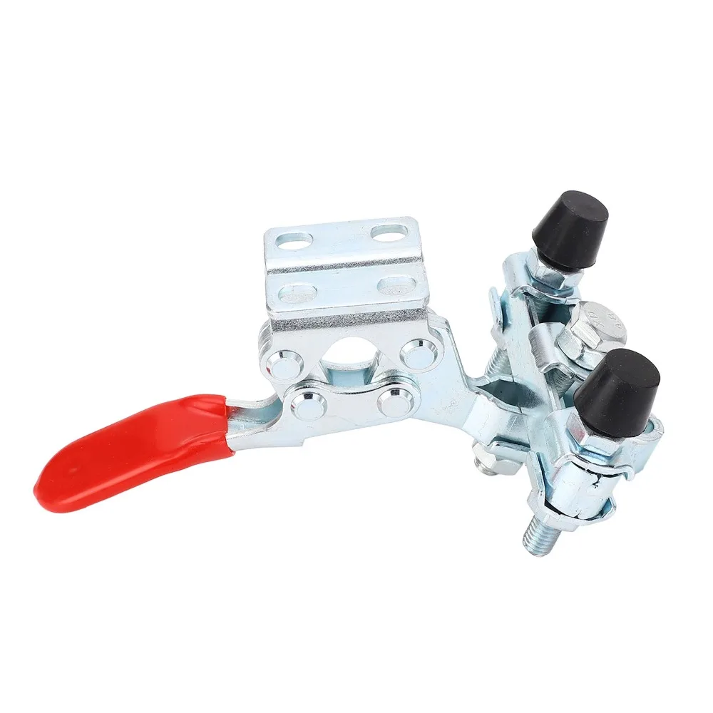 Iron galvanized Toggle Clamp Adjustable Rubber Pressure Tip Horizontal Track Hold Down Clamp Dual Heads Horizontal Clamp