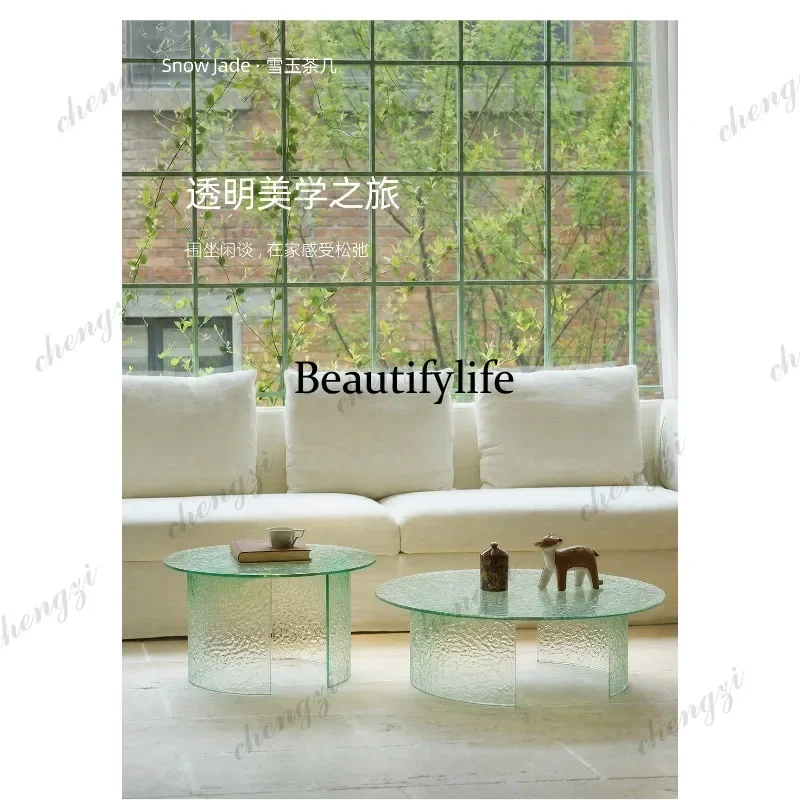 M132 Water ripple hot melt glass simple modern living room coffee table creative transparent coffee table