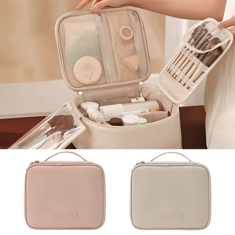 

Прочная портативная косметичка из искусственной кожи, большая вместительная женская косметичка, многослойный органайзер, косметичка для хранения красоты