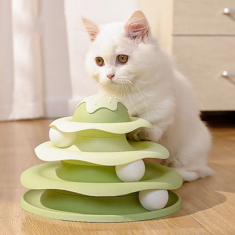 

Sustainable Interactive Cat Toy Ice Cream Track Play Tray Plastic and Feather Pet Supplies for Cats and Dogs
