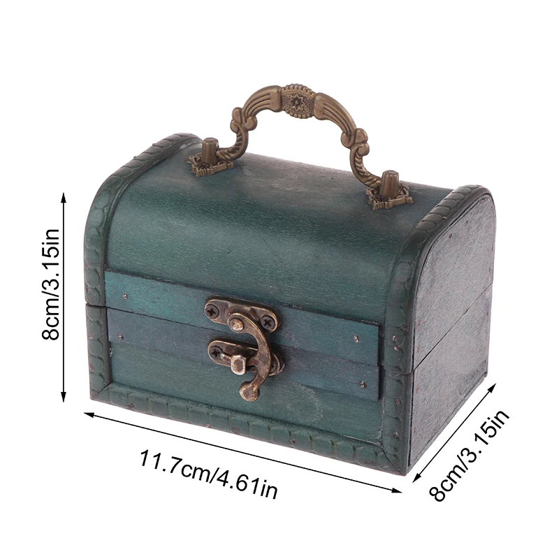 Retro Storage Wooden Box Necklace Earrings Jewelry Password Lock Storage Box Key Unlocking Wooden Green Brown Lock Box