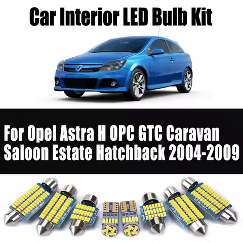 15Pcs Canbus For Opel Astra H OPC GTC Caravan Saloon Estate Hatchback 2004-2009 Car Reading Bulbs LED Interior Trunk Light Kit