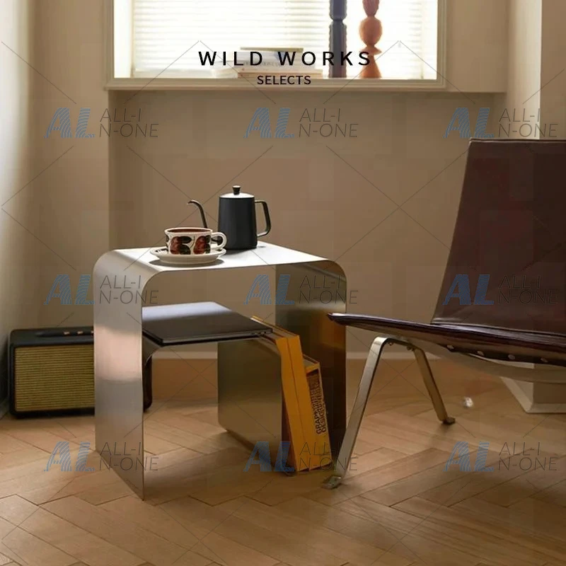 Nordic Stainless Steel Tea Table Minimalist Bedside Nightstand Modern Sofa Corner Accent Table for Bedroom Coffee Desk