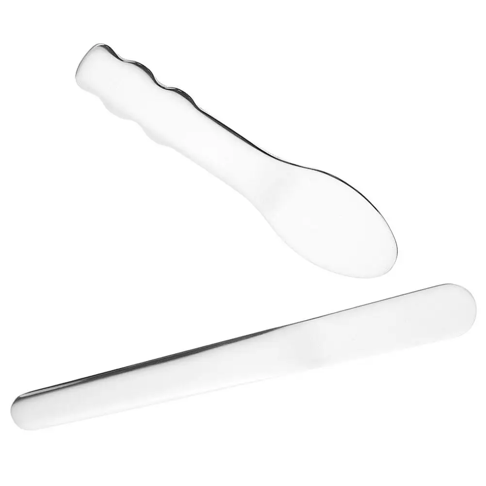 2 Stainless Stainless Steel Spatula Makeup Spatula Cream Beauty Scoop Korean Skincare Tools Reusable Face Portable