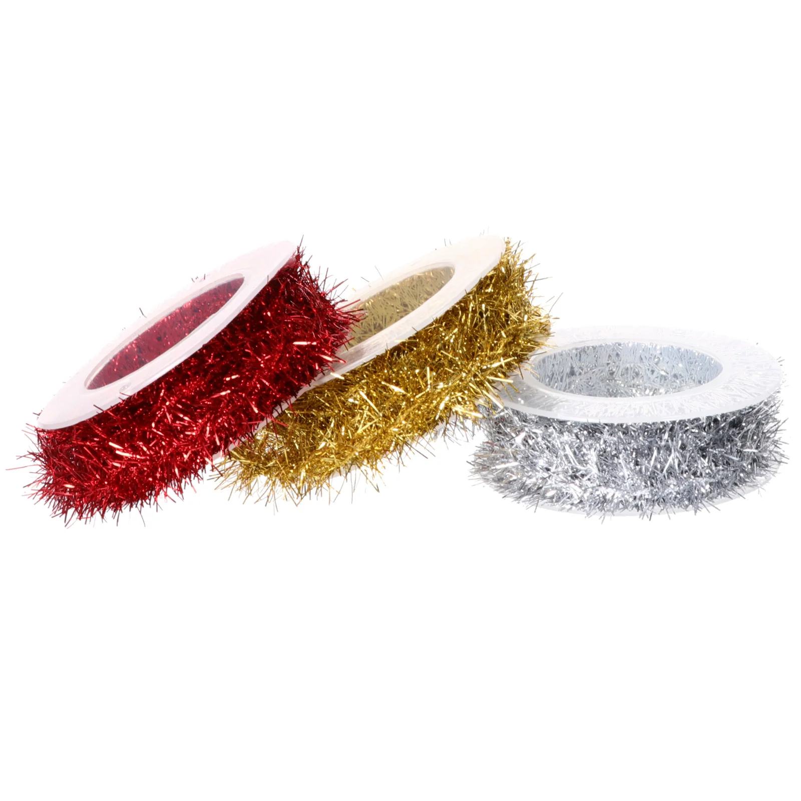 

3 Pcs Christmas Wool Tops Garland Tinsel Decor Ribbon Party Supplies Plastic Metallic Scene Props Glitter