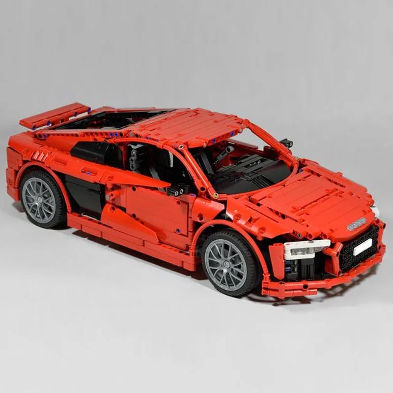 New 1:10 Scale MOC-117091 R8 V10 Supercar Racing Car Vehicle Sport Model Building Blocks Kid Educational Toy Birthdays Gifts