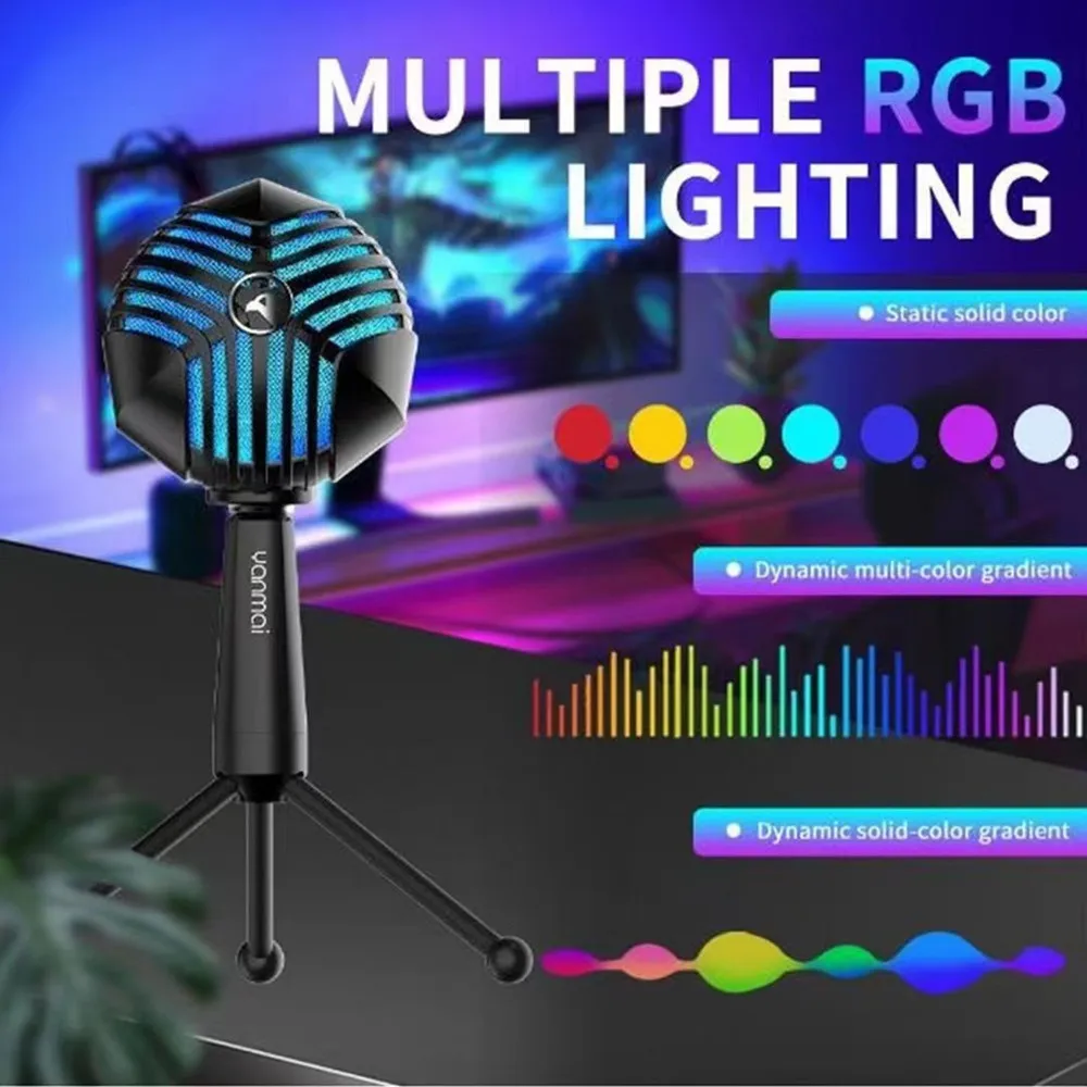 

YANMAI RGB USB Condenser Microphone Cardioid PC Laptop Gaming Microfone for PS4 PS5 Mac Streaming Podcasts