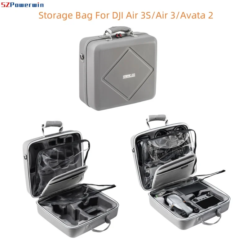 Powerwin Portable Storage Bag for DJI Air 3S/Air 3/Avata 2 Shockproof Protective Shoulder Case for DJI Air 3S Drone Accessories