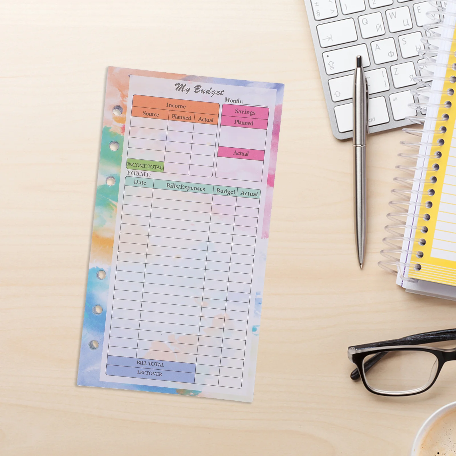 

1Set Budget Notebook Loose-Leaf Sheets Expense Tracking Notepad Portable Planner for Travel Home Business