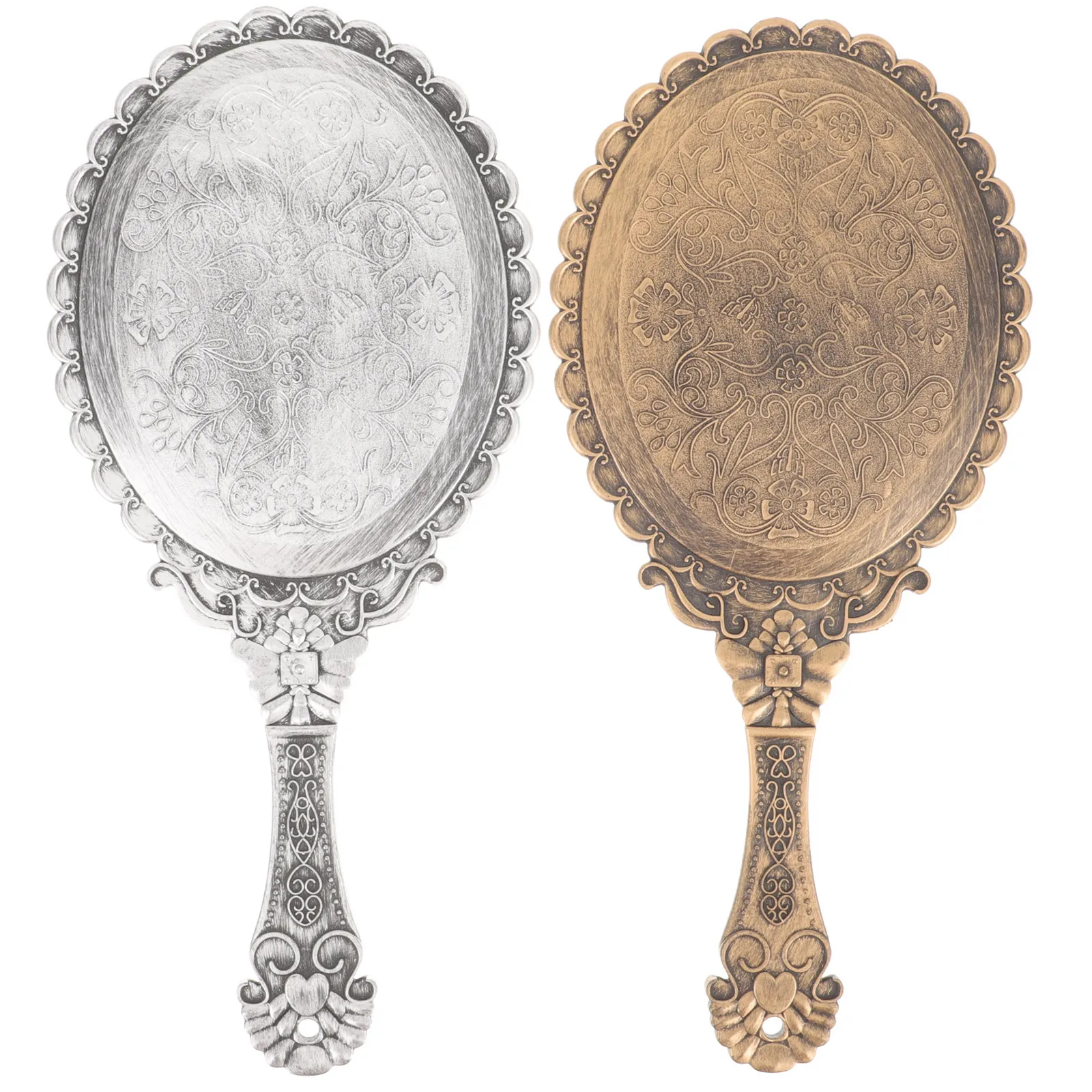 

2Pcs Handheld Makeup Mirrors Vintage Style Portable Vanity Mirror for Women Mirror Outdoor Travel