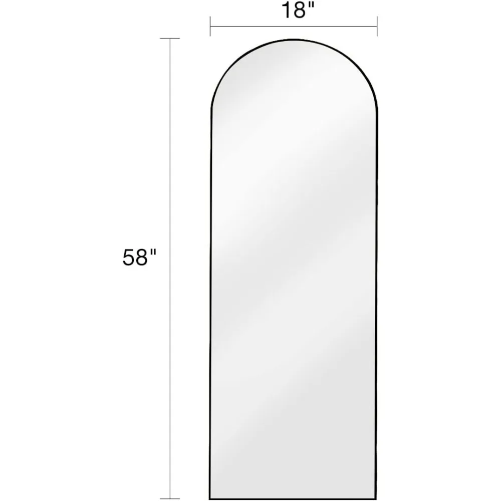 Volledige Lengte, Vloerlengte Spiegel, Gebogen Vloerspiegel, 58 "X 18" Wandspiegel Volledige Lengte, Zwarte Vloerspiegel