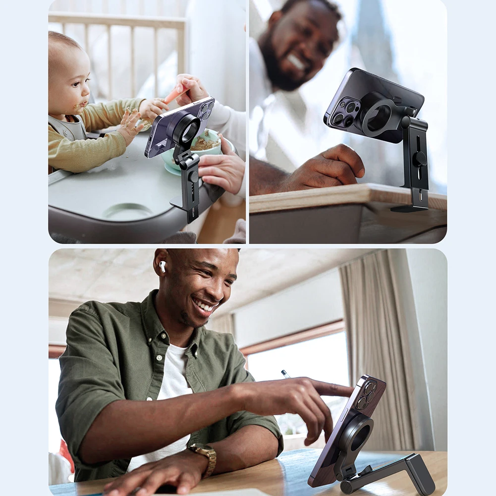 마그네틱 핸즈프리 비행기 휴대폰 마운트 360 °   iPhone 15 14 13 12용 유연한 회전 핸드폰 마운트 여행용 책상 전화 스탠드