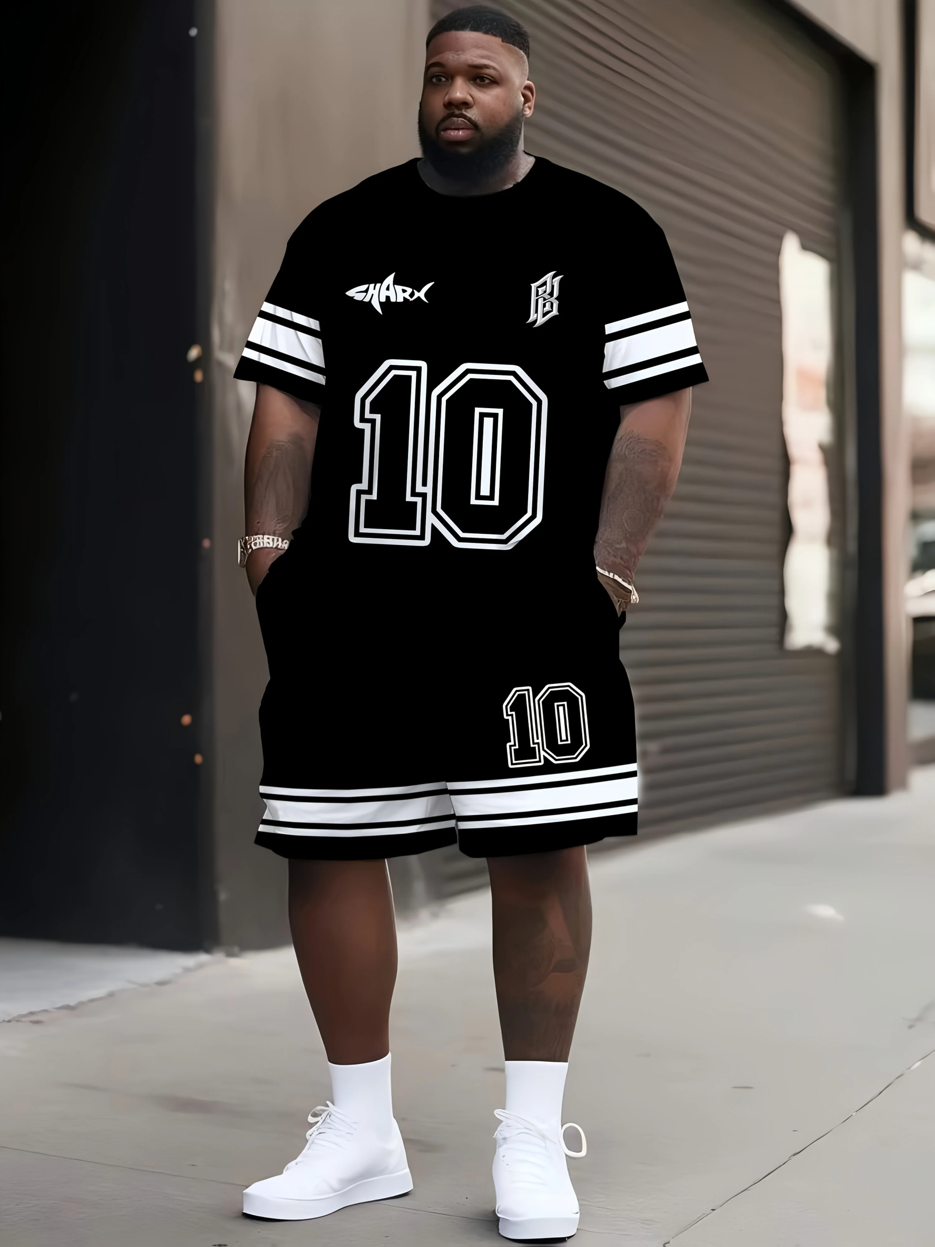 

Oversized Men's T-shirt Shorts 2-piece Set Casual Loose Short Sleeve T-shirts Drawstring Shorts Large Size Men's Suit Clothing