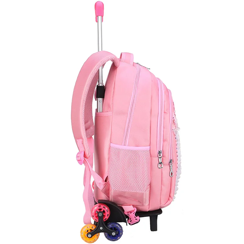 Mochila escolar com rodas para crianças, Saco de rolamento para meninas, Estudante primário, Kids Trolley Bags