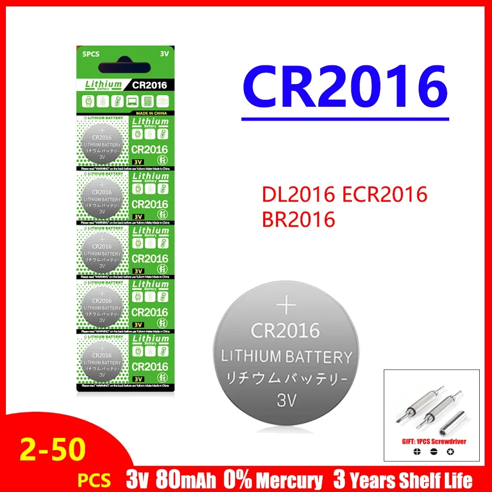 CR2016 CR 2016 LM2016 BR2016 DL2016 3V Lithium Battery For Car Key Remote Control Watch Motherboard Scale Clock Button Coin Cell