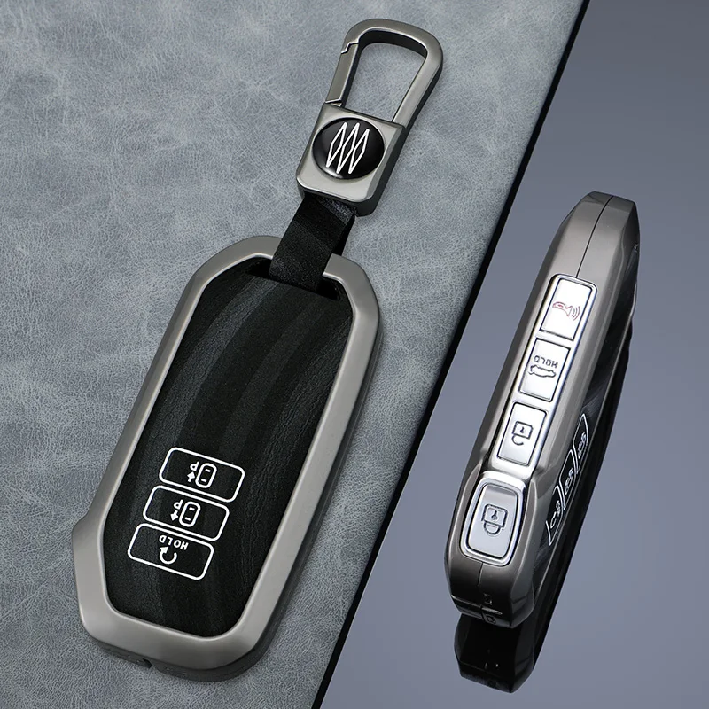 

Metal+leather Key Shell Fob Holder for Kia Sorento MQ4 2020 2021 2022 EV6 K8 V6 7 Buttons Car Remote Key Case Cover Protector