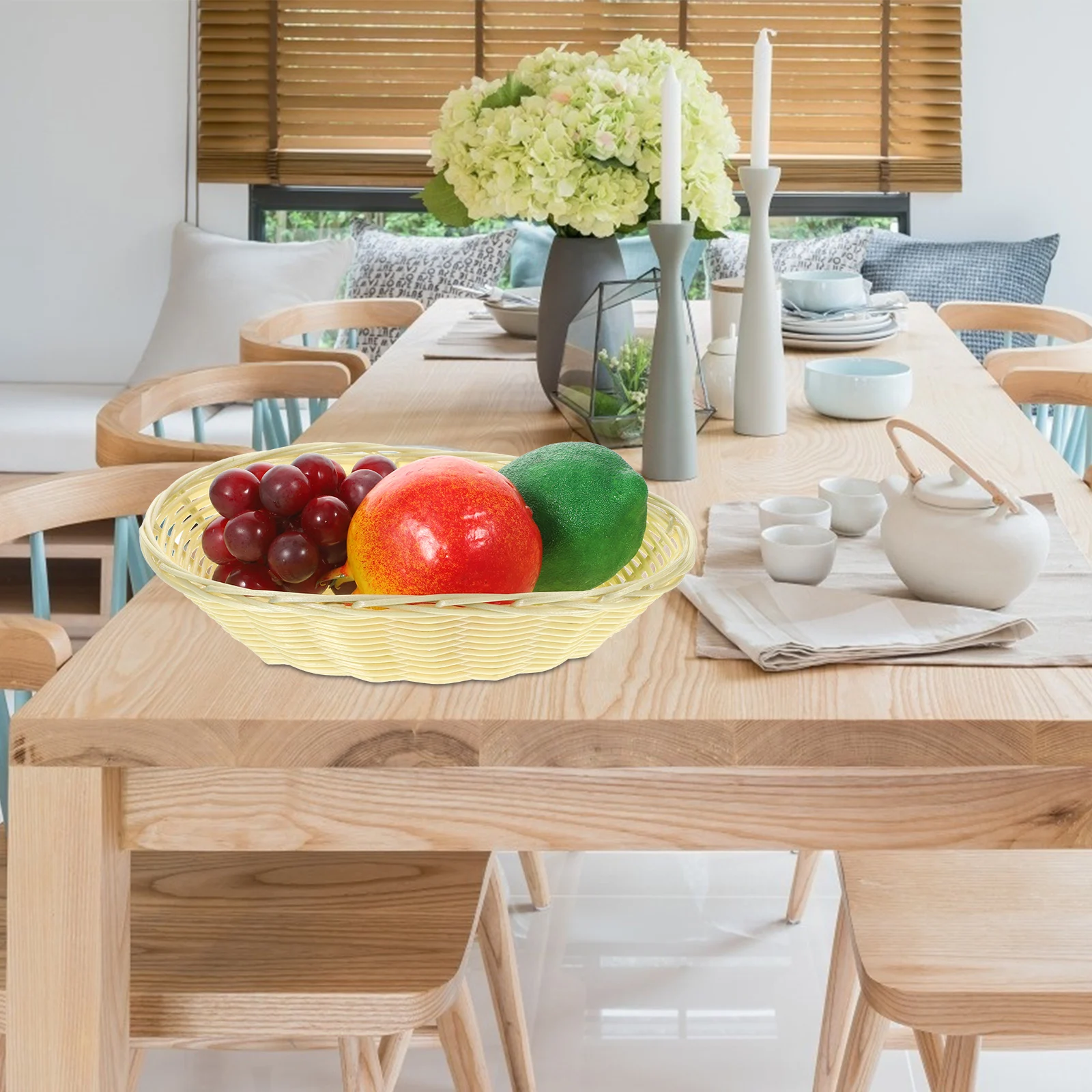 

6 Pcs Fruit Basket Wicker Imitation Rattan Basket Imitation Rattan Plastic Tray Bread Kitchen Storage Sundries Organizer