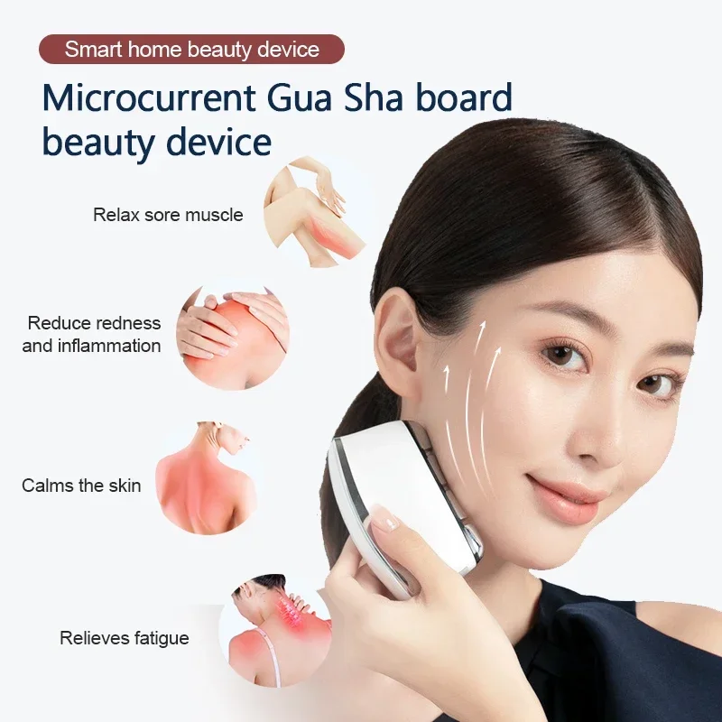 EMS Microcurrent Scraping Massage Facial Slimming Lifting Body Scraping Heating Vibration Red Light Therapy Neck Eye Massage
