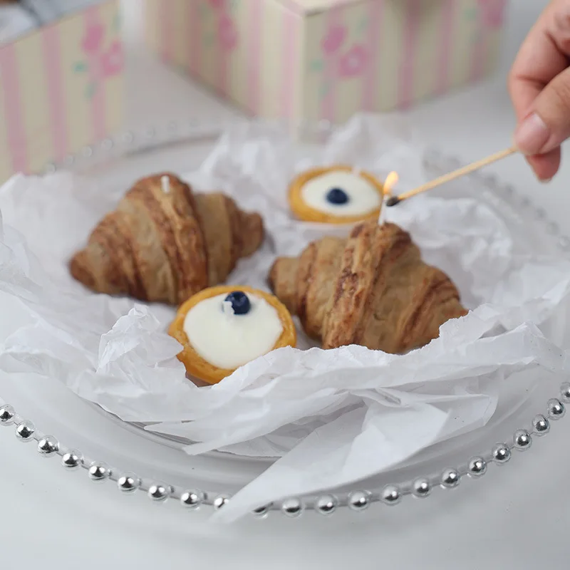 3D Egg Tart Croissant Shape Silicone Candle Molds DIY Scented Gypsum Soap Resin Crafts Mold Handmade Mochi Squishy Toy Mpuld