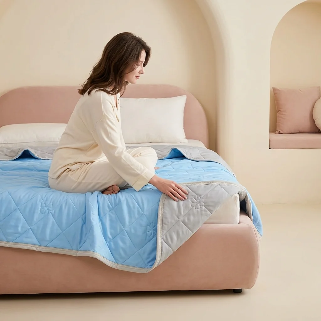 Lightweight Breathable Ice Silk Cooling Quilt, Queen Size Thin Bedding, Ideal for Hot Weather and Air-conditioned Rooms
