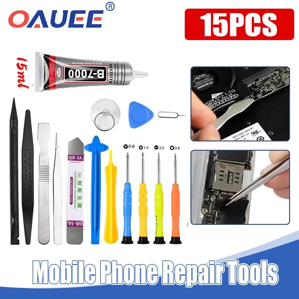 15PCS Mobile Phone Repair Tools Screen Repair Disassemble Screwdriver Set for iPhone X 14 13 12 8 7 6S  Hand Tool Glue Kit