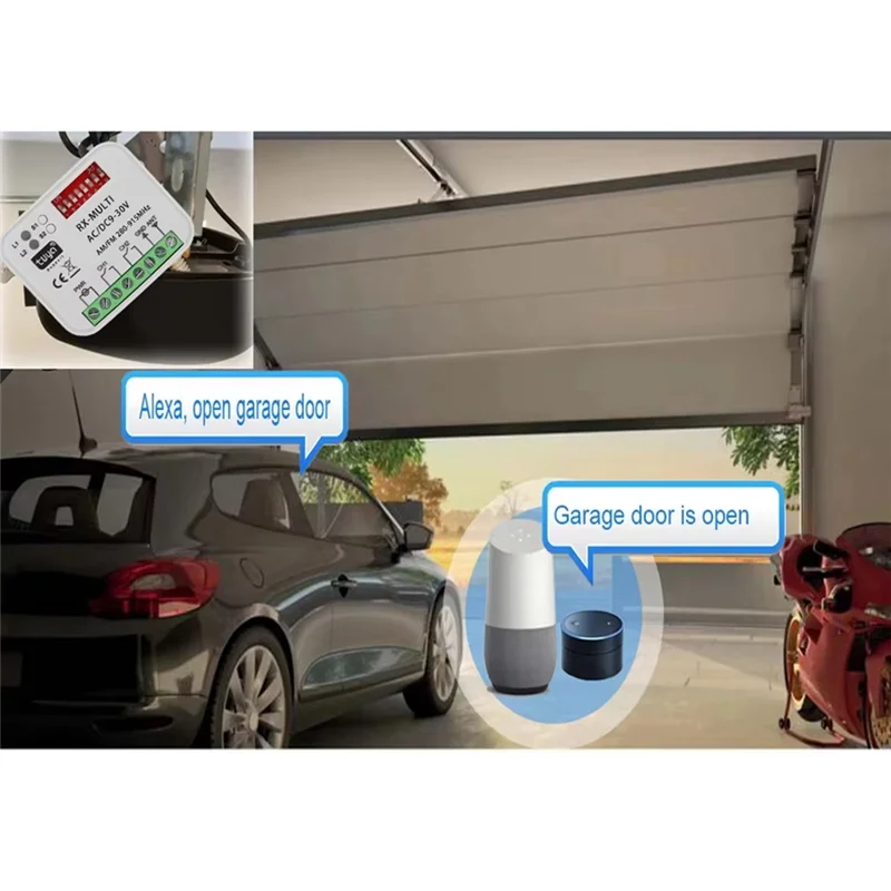ABSQ-Tuya Wifi Garage Door Switch 280-915Mhz Multi-Frequency Control Receiver AC DC 9-30V Universal With 433Mhz