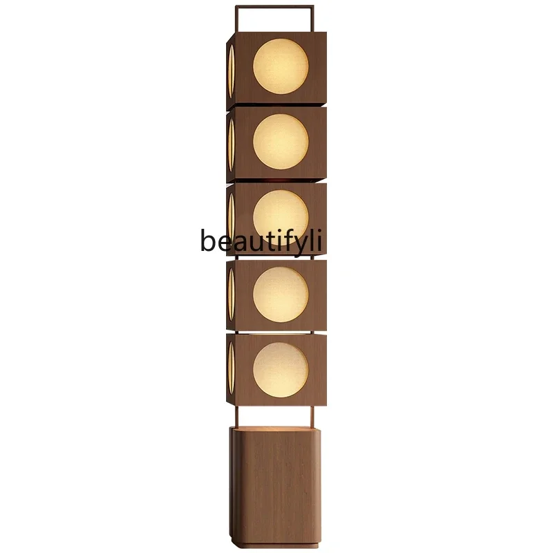 

Postmodern retro living room floor lamp log wind bedroom study, designer, vertical ambient light