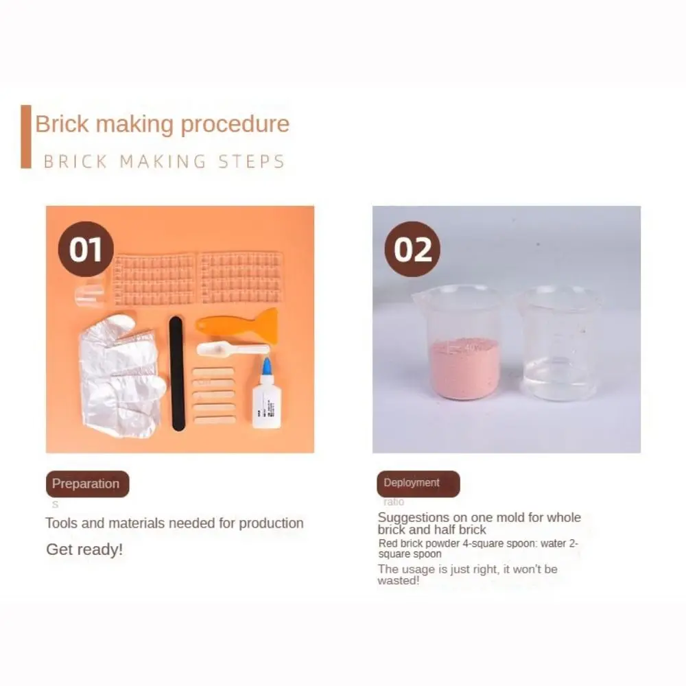 Small Cement DIY Accessories Building Making Construction Material Sand Table Mini Brick Silicone Mold Tile Model Mould